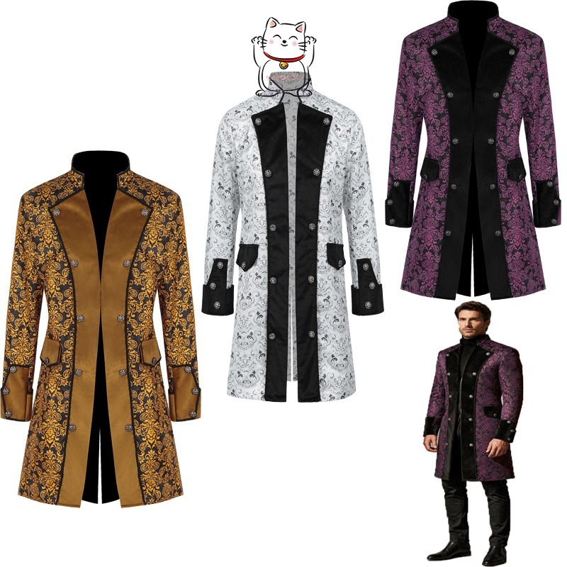 Men'S Fashion Easter - Ortaçağ erkek ceketi düz renk moda
