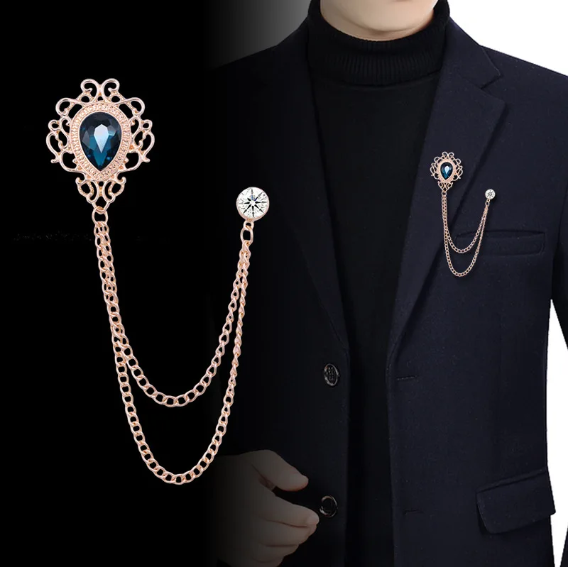 Men Fashion Vintage - Yeni Vintage Püsküllü Zincirli Kristal Yaka