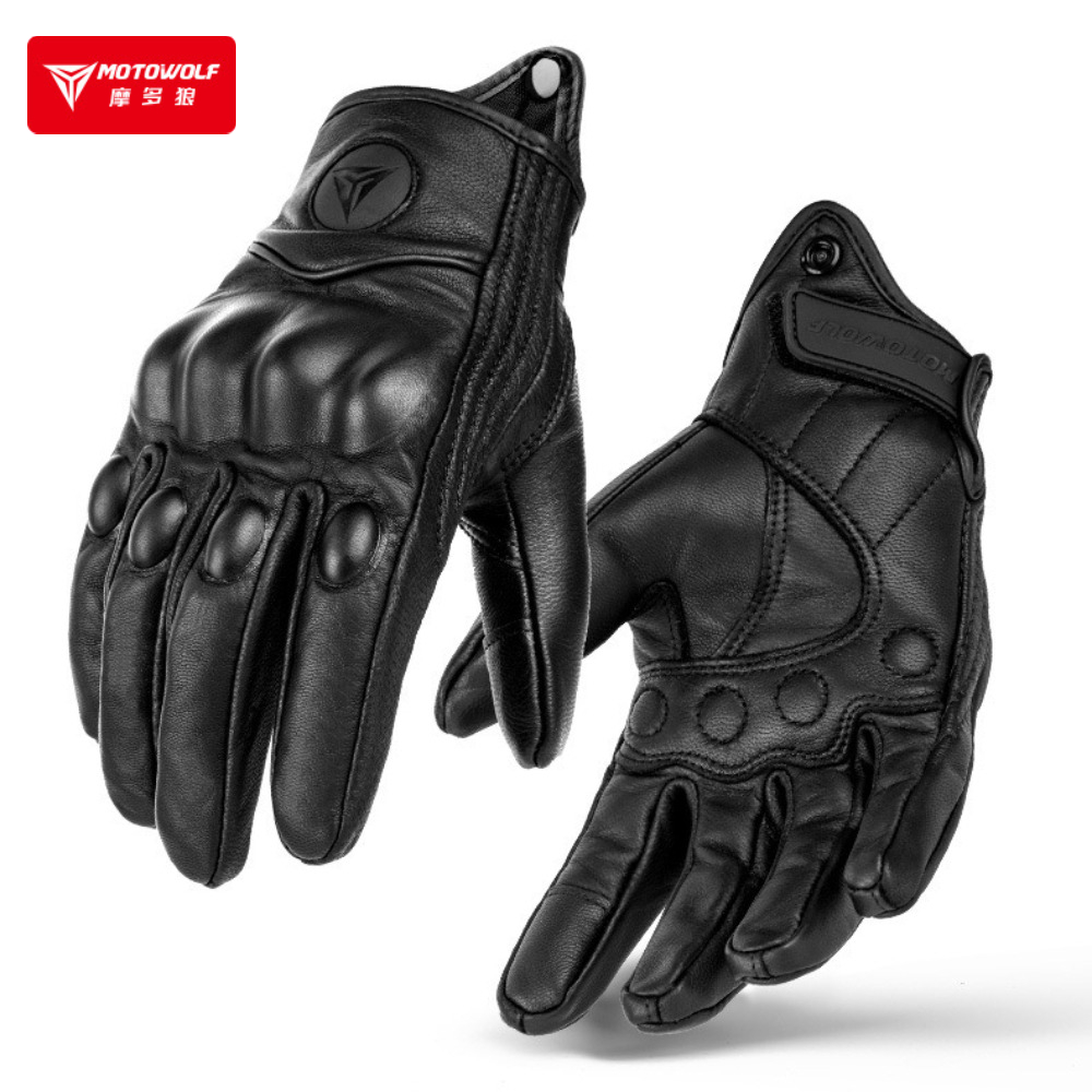 Men'S Fashion Gloves - Yeni Vintage Deri Motosiklet Eldivenleri Erkek