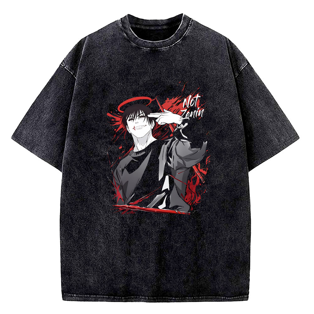 Mens Fashion In The 2000S - Fushiguro Toji pamuklu Vintage Yıkanmış gençlik