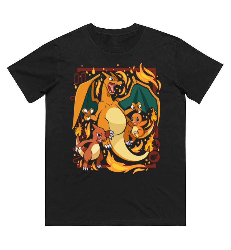 Men'S Fashion Evolution - Pokémon Charmander Evolution Baskılı Saf Pamuklu