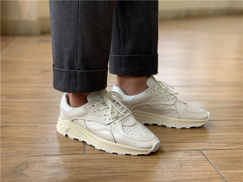 Mens Fashion Trainers - Yuvarlak burunlu bağcıklı rahat beyaz kalın