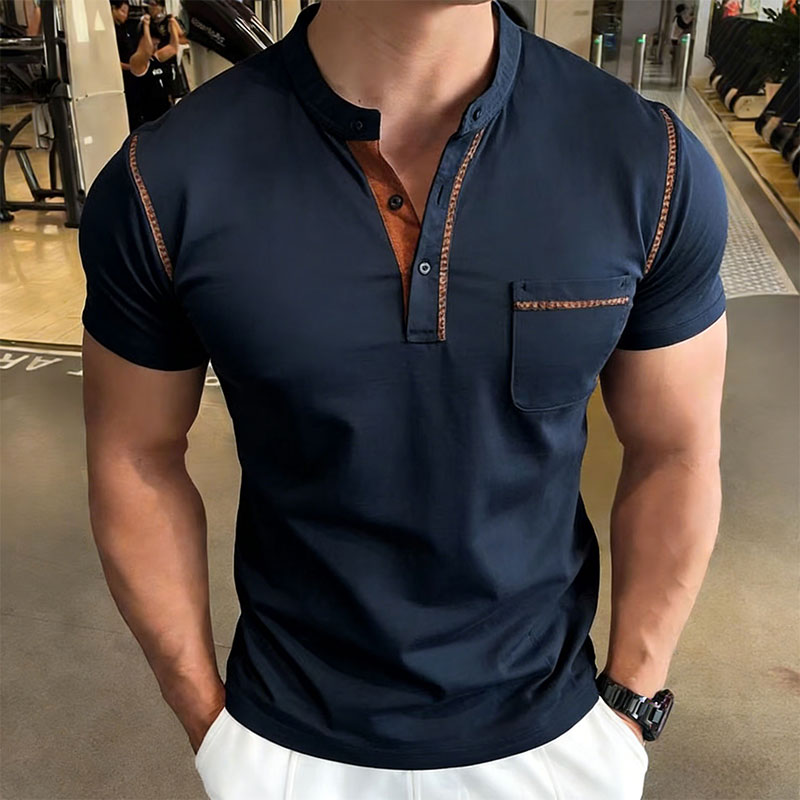 Men'S Fashion Polo Shirt - Yeni Yaz Erkek Henry Yaka Kısa