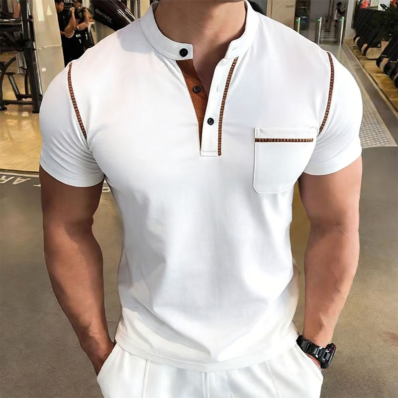 Yeni Yaz Erkek Henry Yaka Kısa - Men'S Fashion Polo Shirt incelemesi ve fiyatı