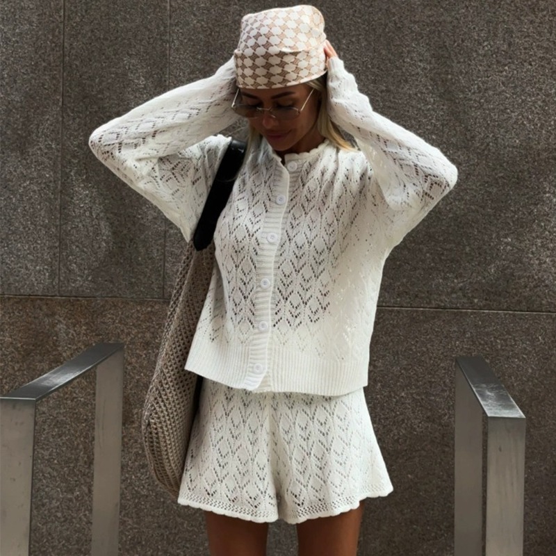 Tuularose Beyaz Örgü Şort 2 pa - Knitted Cardigan Men incelemesi ve fiyatı